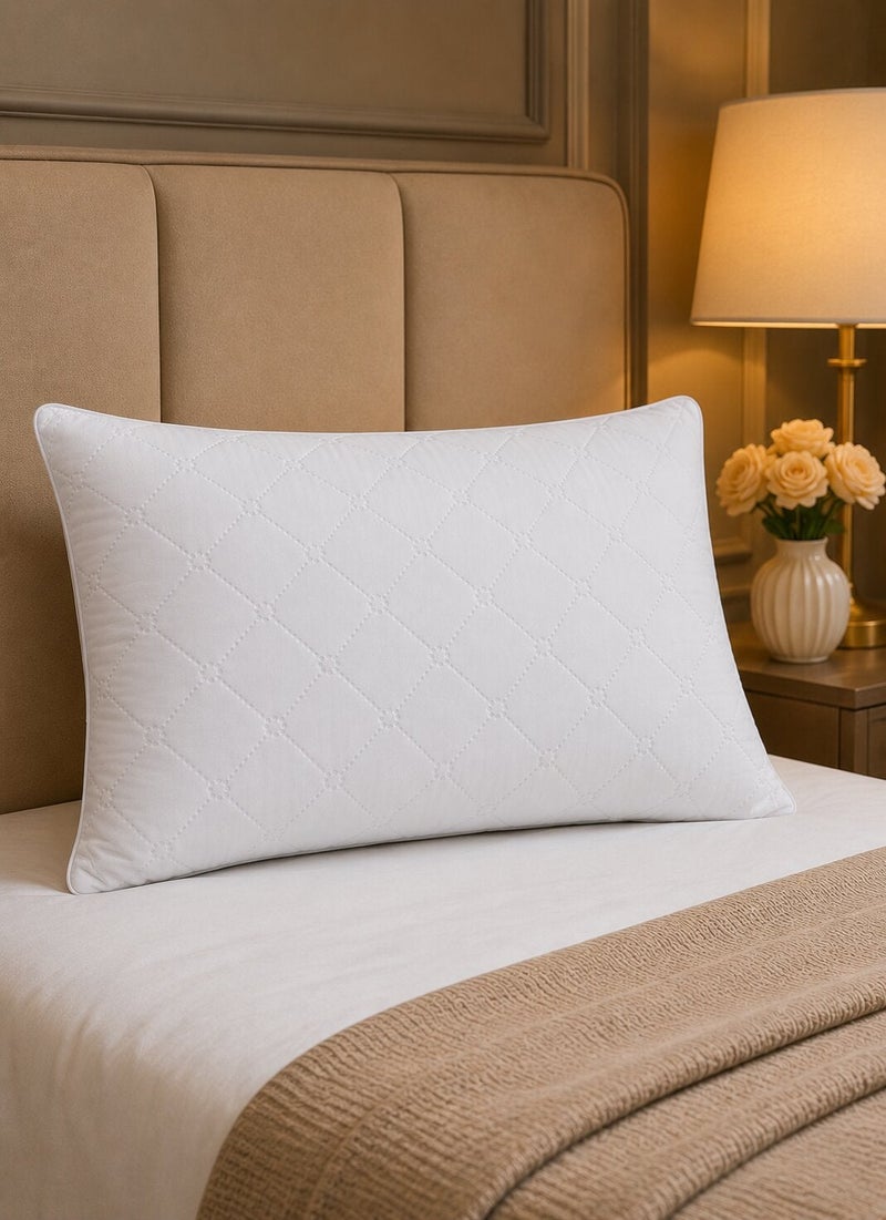 ARISTOCRAT Hotel Quality Quilted Bed Pillow 50 x 75 cm – 900g Hollow Fiber Filling, 65 GSM Threadless Quilted Cover, Soft & Breathable– Hypoallergenic White - Image 1