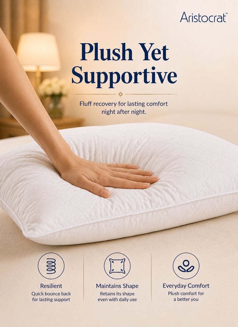 ARISTOCRAT Hotel Quality Quilted Bed Pillow 50 x 75 cm – 900g Hollow Fiber Filling, 65 GSM Threadless Quilted Cover, Soft & Breathable– Hypoallergenic White - Image 5