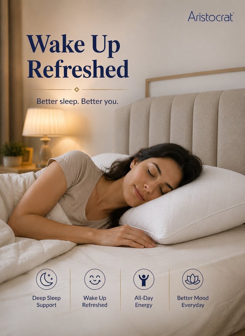 ARISTOCRAT Hotel Quality Quilted Bed Pillow 50 x 75 cm – 900g Hollow Fiber Filling, 65 GSM Threadless Quilted Cover, Soft & Breathable– Hypoallergenic White - Image 4