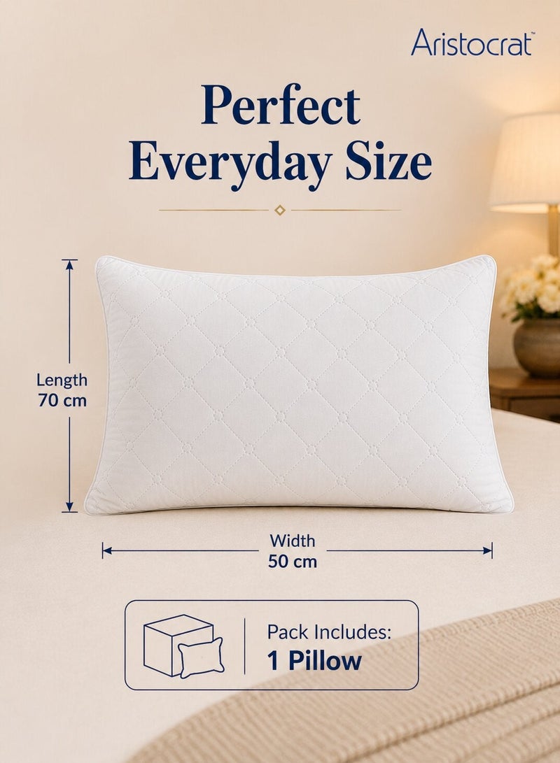 ARISTOCRAT Hotel Quality Quilted Bed Pillow 50 x 75 cm – 900g Hollow Fiber Filling, 65 GSM Threadless Quilted Cover, Soft & Breathable– Hypoallergenic White - Image 2
