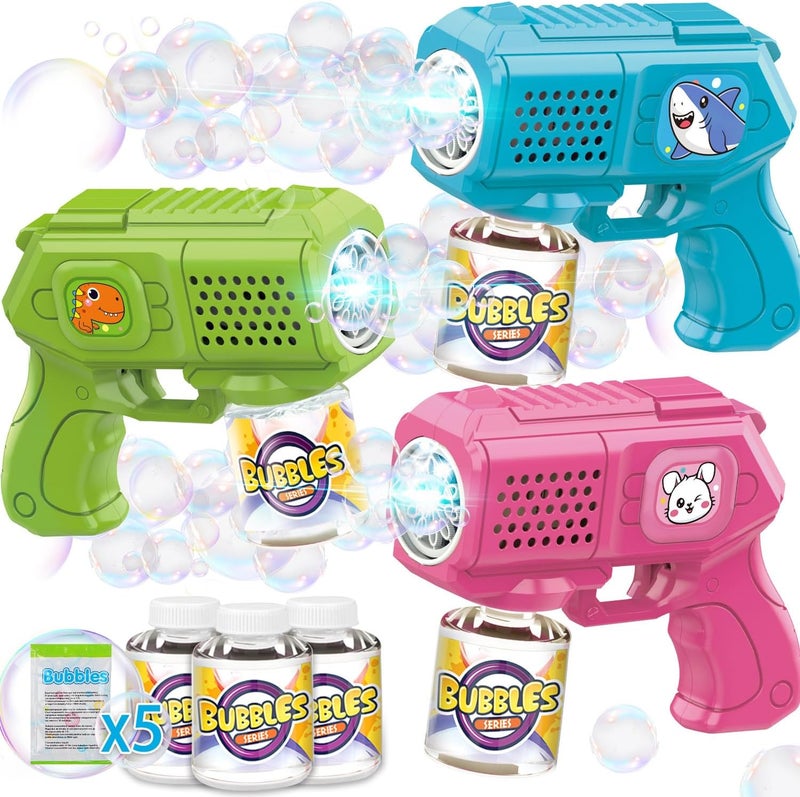 Beria 3-Pack Animal Soap Bubble Gun Toy for Children Electric Soap Bubble Machine Bubble Gun Birthday Gifts for 3-8 Year Old Children Wedding Outdoor Soap Bubble Toy - Image 1
