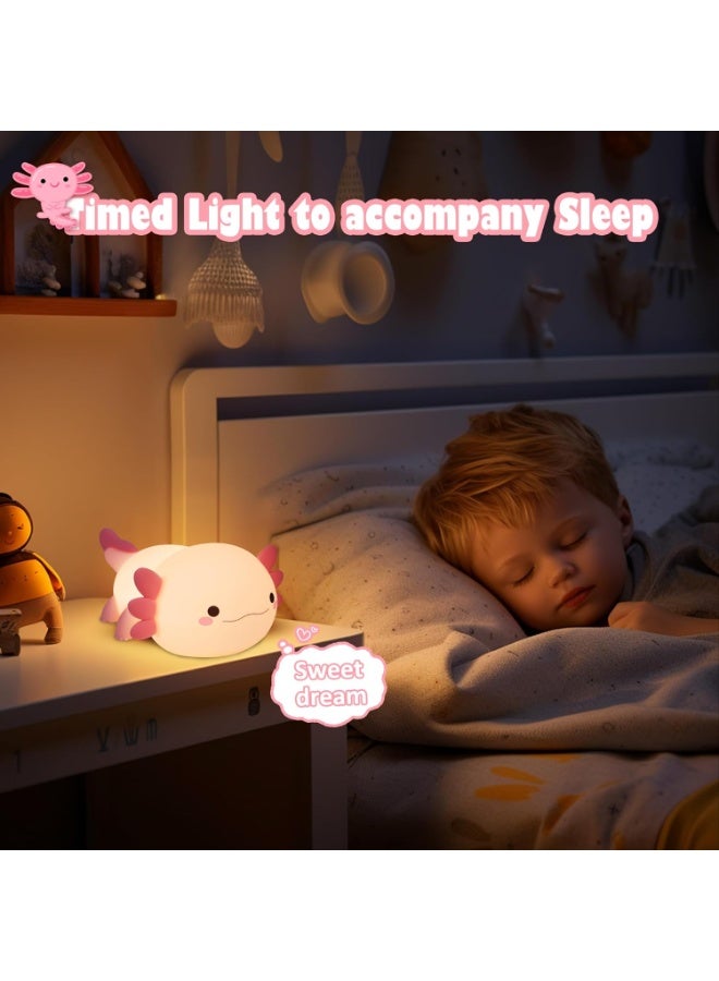 Axolotl Axolotl Night Light for Girls and Boys, Axolotl Lamp, Cute Lamp for Children's Room, ABS+SIL, Touch Control, Portable and Rechargeable Dimmable, Gifts - Image 2