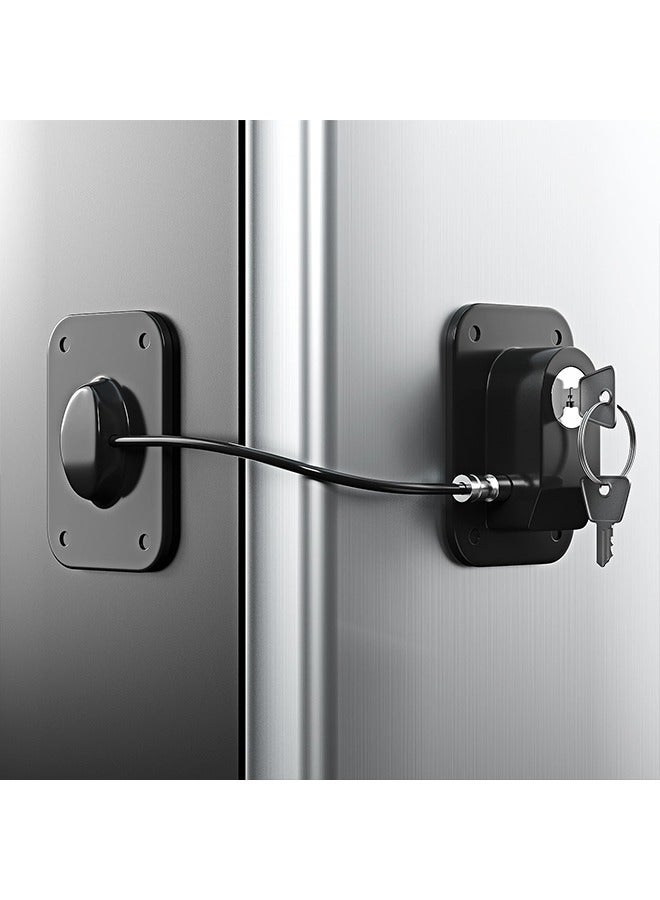 Highly Secured Refrigerator Lock with Key – Mini Refrigerator Door Lock for Children and Adults – Multi Functional Lock for Securing Fridge, Drawers and Health Products (Black)  - Image 1