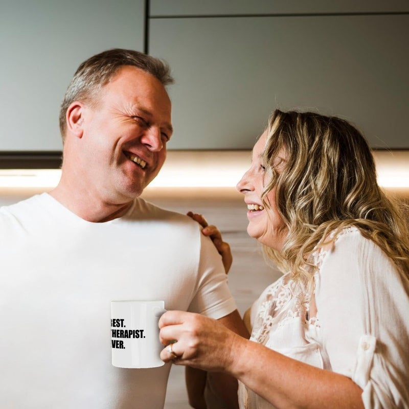 3dRose mug_185021_1 Best Therapist Ever, Fun Gift for Shrinks and Therapy Jobs, Black Text Ceramic Mug, 11-Ounce - Image 4