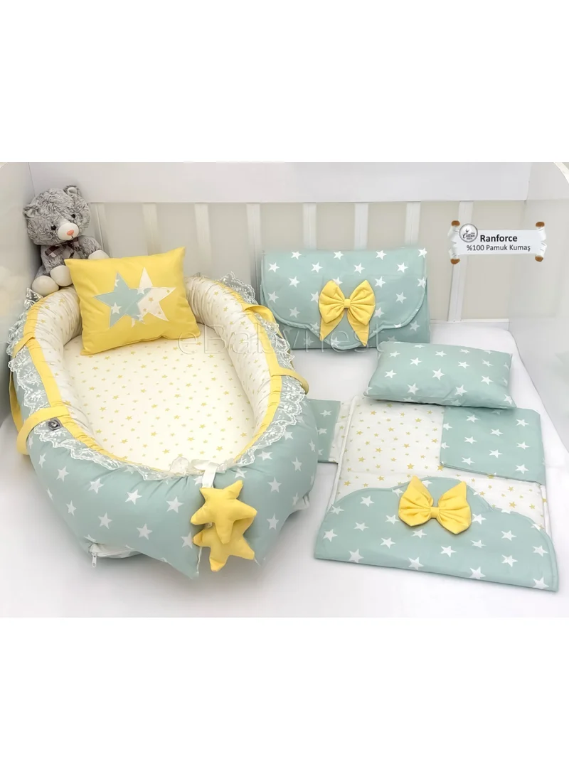 Ebabynest Big Star Series Water Green Yellow Babynest Set with Opening Bottom