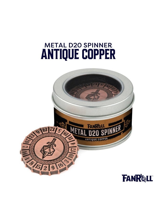 Metallic Dice Games FanRoll Metal d20 Spinner: Antique Copper - Image 5