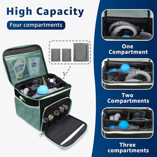 JAYOBGO Carry Bag for Bissell SteamShot Steam 39N7V39N7A Cleaner Handheld Steam Cleaner attachments Adjustable Compartments Large Storage Bag for bissell steamshot accessories Bag Only Black Green - Image 3