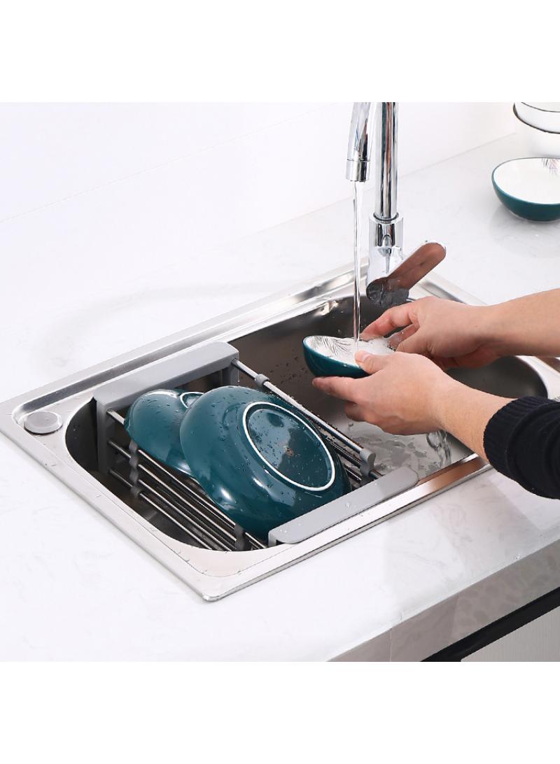 Fruit Vegetable Kitchen Drain Basket Over Sink Retractable Plastic Strainer Family Commonly Used Tools Home Kitchen - Image 5