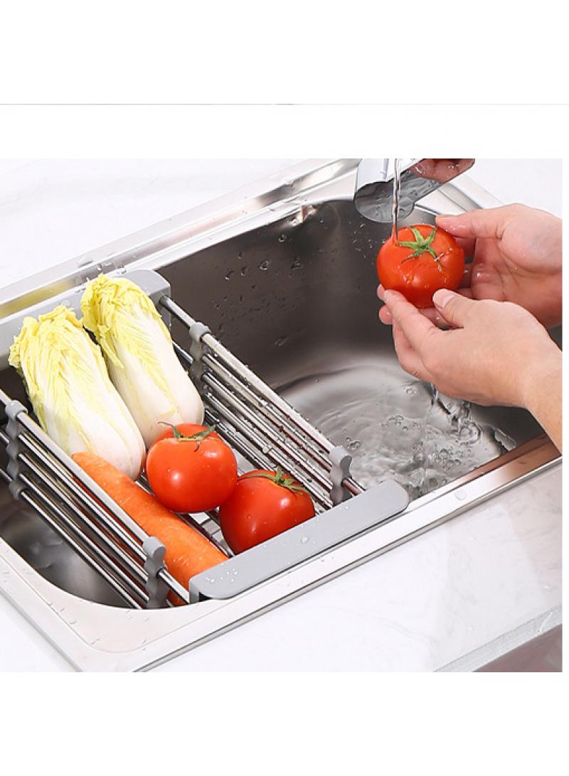Fruit Vegetable Kitchen Drain Basket Over Sink Retractable Plastic Strainer Family Commonly Used Tools Home Kitchen - Image 4