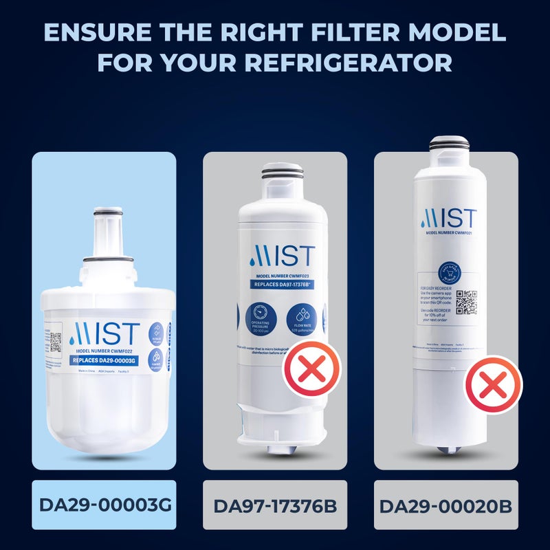 مست استبدال فلتر المياه Mist Da29-00003G لفلتر مياه ثلاجة سامسونج متوافق مع Aqua-Pure Plus Rsg257Aars Da29-00003F Da29-00003A Hafcu1 Hafin1/Exp Hafin2/Exp (عبوة واحدة) - Image 4