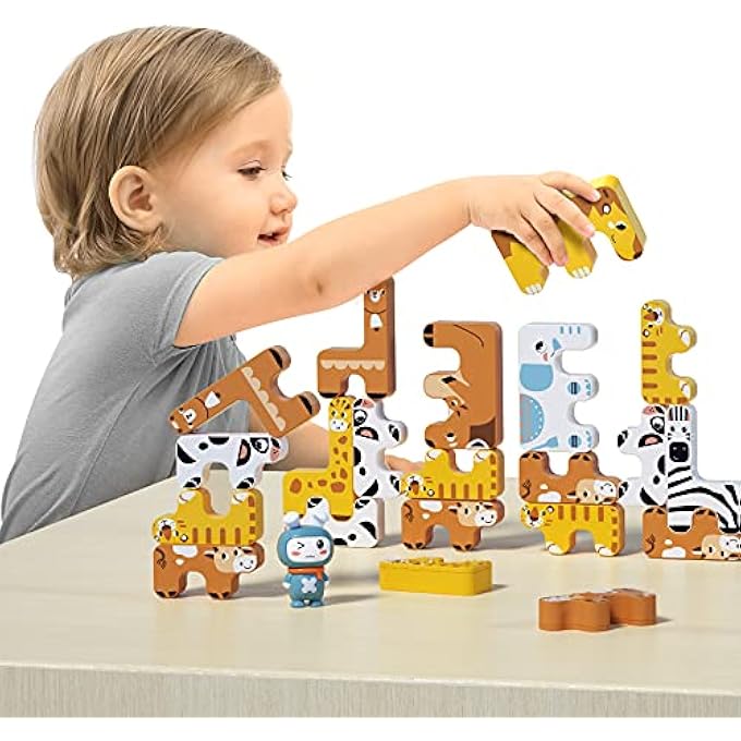 ألعاب تكديس توماما للأطفال - ألعاب توازن حيوانات مونتيسوري - كتل تكديس تعليمية للأطفال من 3 إلى 6 سنوات (15 قطعة) - Image 4