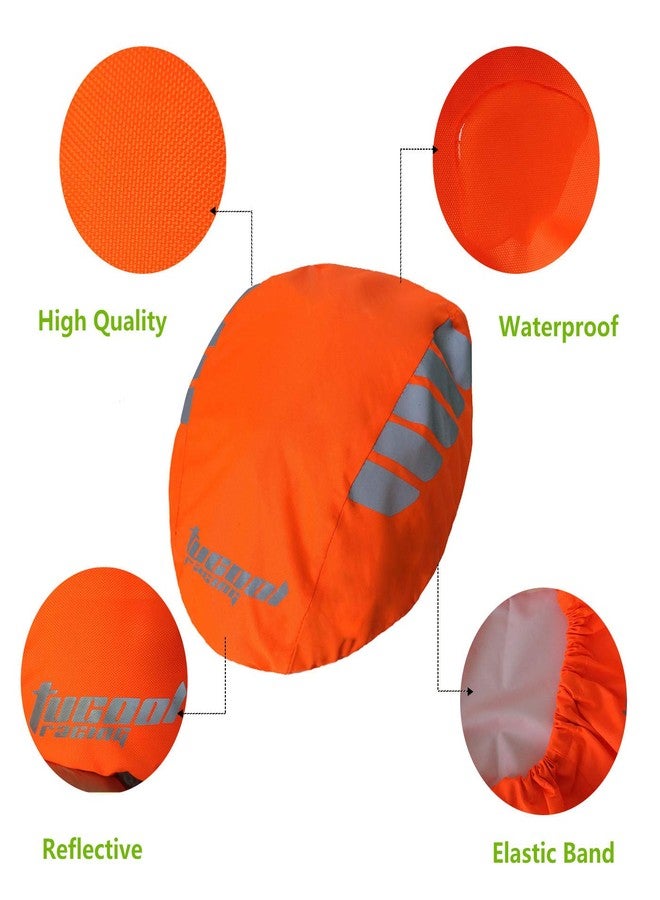 Tucool Racing Night Visual Waterproof Windproof Bike Bicycle Helmet Cover Cycling Rain Cover (Fluorescent Orange) - Image 3