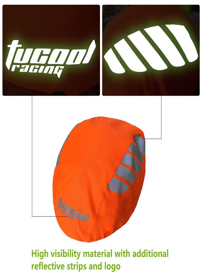 Tucool Racing Night Visual Waterproof Windproof Bike Bicycle Helmet Cover Cycling Rain Cover (Fluorescent Orange) - Image 2