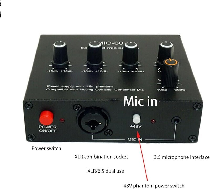 Aluminum Alloy USB Audio Interface Microphone Preamp for Recording Streaming Podcast - Image 5
