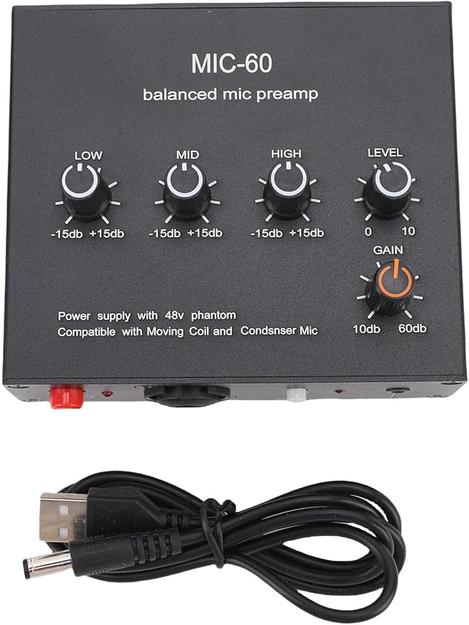 Aluminum Alloy USB Audio Interface Microphone Preamp for Recording Streaming Podcast - Image 1