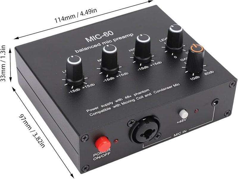 Aluminum Alloy USB Audio Interface Microphone Preamp for Recording Streaming Podcast - Image 3