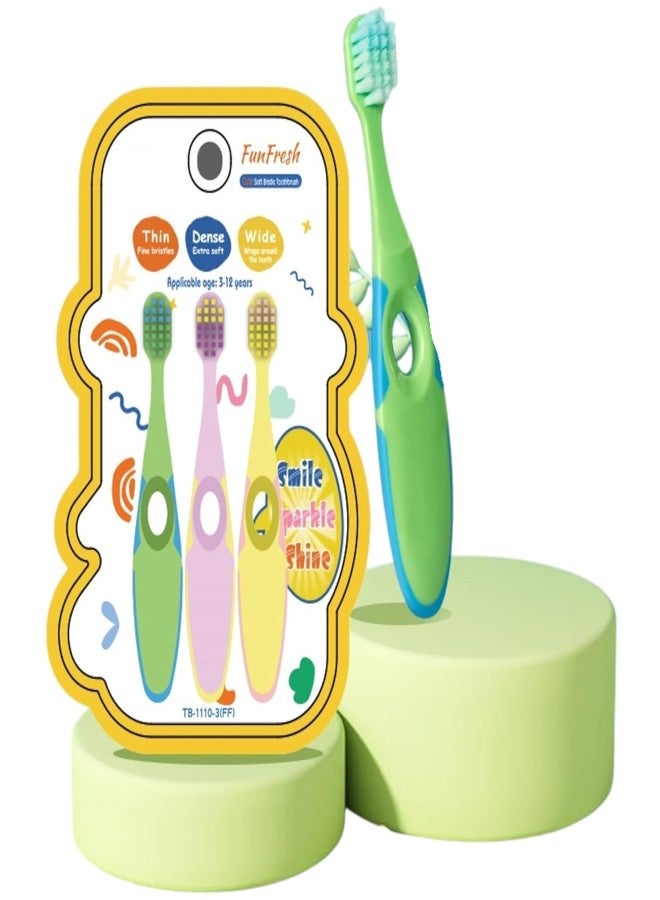AROSHNAY Kids Toothbrush Cute Tooth Brush, Pack of 3 Pcs, PBT Soft Bristles Toothbrush for 3-6 Years Old Children, Manual Toothbrush for Kids (Multicolor - Image 1
