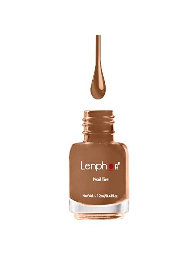 Lenphor Nail Paint  Shiny Smooth Nail Colour, Long Lasting, Fade Resistant, Quick Dry, Glassy Finish, Glossy Luster Nail Polish, Warm Shade Americano 12ml) - Image 3