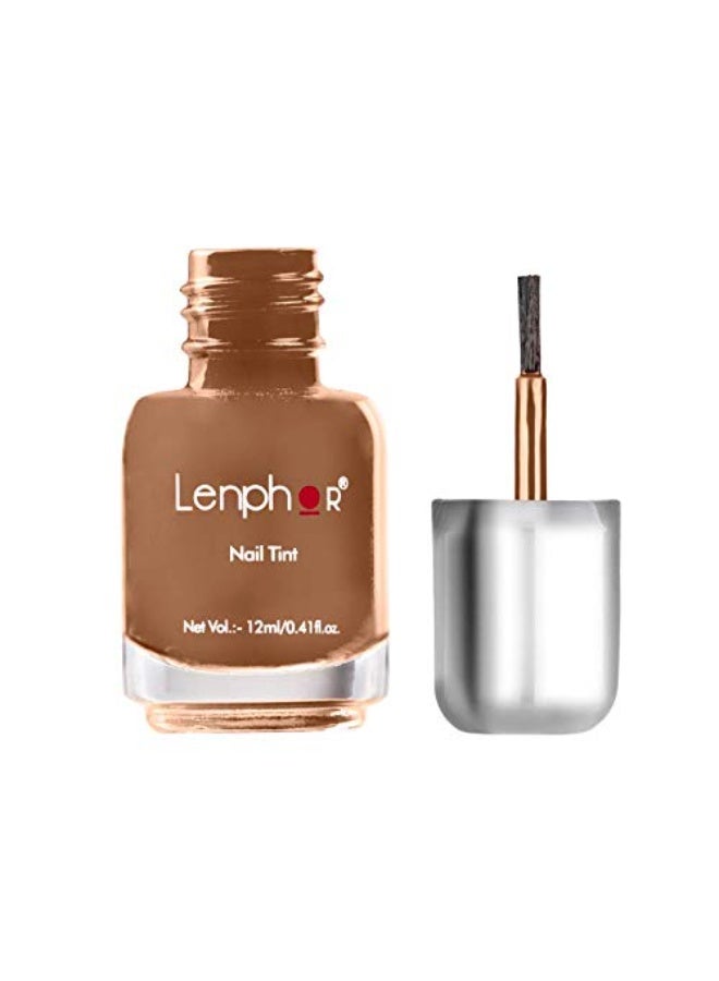 Lenphor Nail Paint  Shiny Smooth Nail Colour, Long Lasting, Fade Resistant, Quick Dry, Glassy Finish, Glossy Luster Nail Polish, Warm Shade Americano 12ml) - Image 2