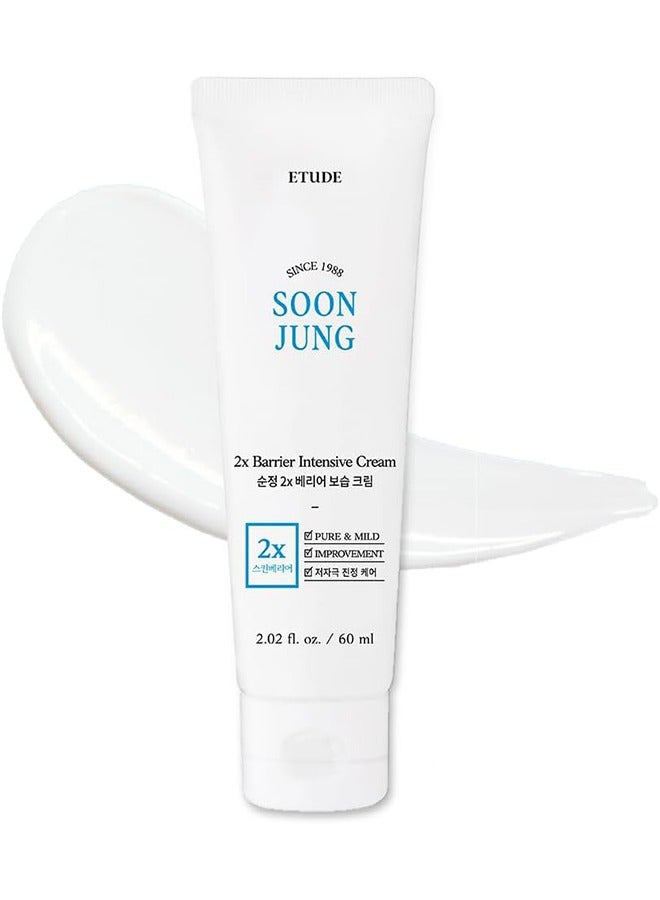 ETUDE SoonJung 2x Barrier Intensive Cream 60ml, Hypoallergenic Shea Butter Hydrating Facial Cream, Skin Moisturizing Cream for Sensitive Skin, Water-Oil Balance & Panthenol for Damaged Skin - Image 1