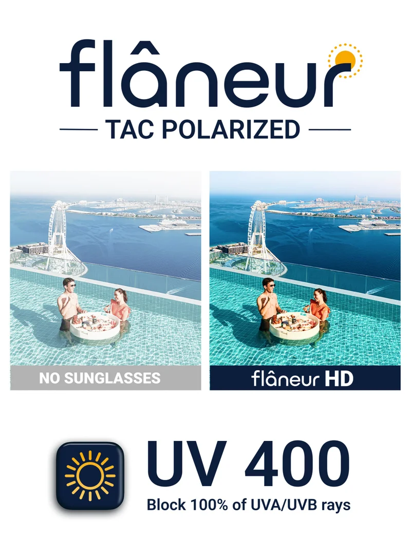 flâneur Flaneur Polarized Aviator Sunglasses - UV Protection Shades, Lightweight, Trendy Sunglasses for Women & Men, Scratch-Resistant, Designer Eyewear Accessories, Fashion Goggles with Polarized Lens