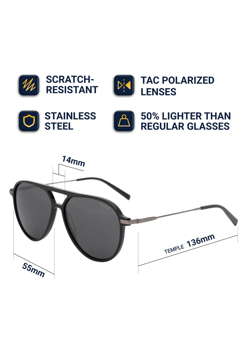 flâneur Flaneur Polarized Aviator Sunglasses - UV Protection Shades, Lightweight, Trendy Sunglasses for Women & Men, Scratch-Resistant, Designer Eyewear Accessories, Fashion Goggles with Polarized Lens