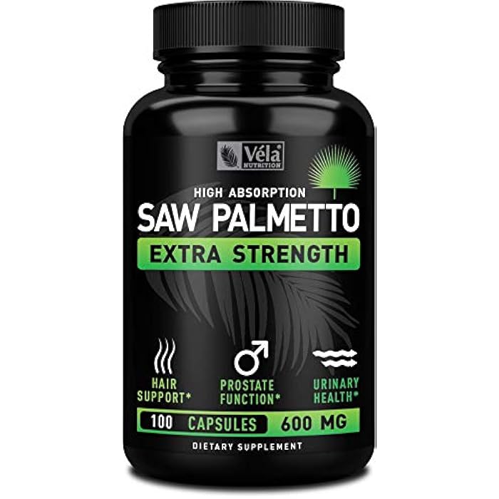 Saw Palmetto Capsules 600mg for Men & Women - Extra Strength DHT Blocker Supplement Capsules - Prostate & Hair Loss Support - 25% Fatty Acids, Bioperine - 100 Count - Image 1