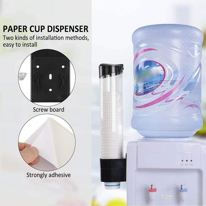 FRENYEAR Wall Mounted Plastic Drinking Water Cup Glass Dispenser Holder Rack and Storage Black - Image 5
