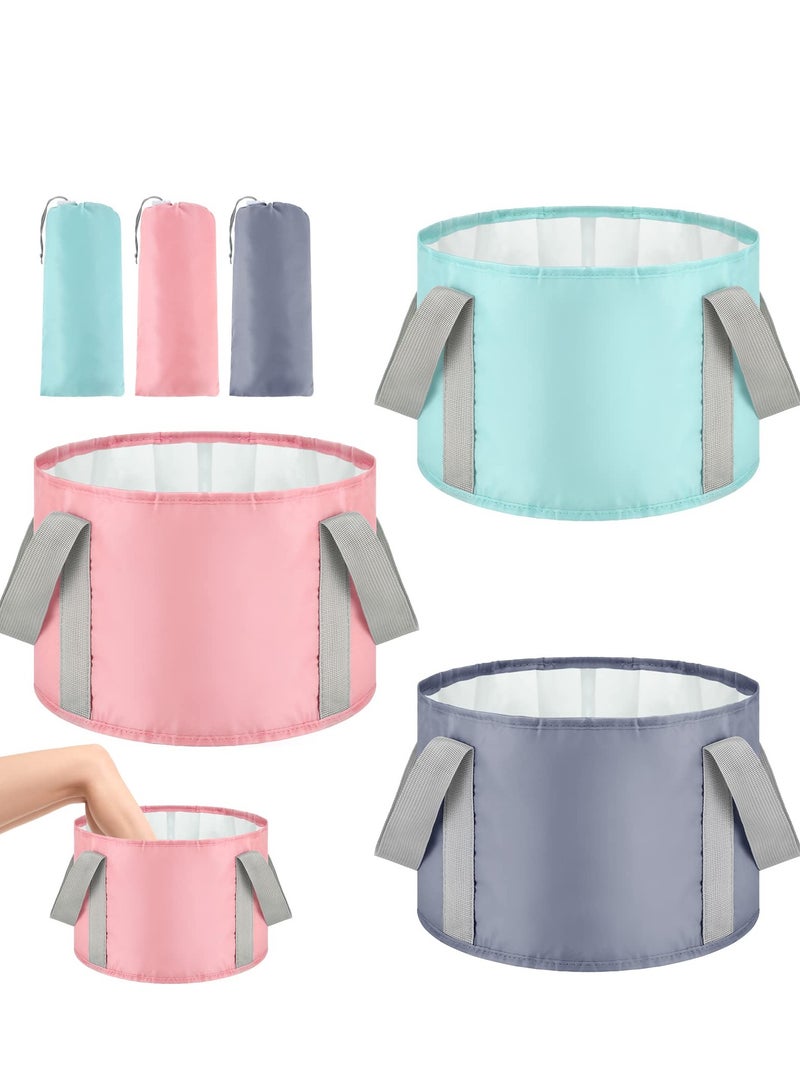 SYOSI 3 Pieces Collapsible Foot Bath Basin, Portable Foot Soak Tub, Folding Foot Tub for Soaking Feet, Multifunctional Bucket for Travel, Camping Washing, Storage Bucket, Foot Spa(3 Colors, 14 L)  - Image 1