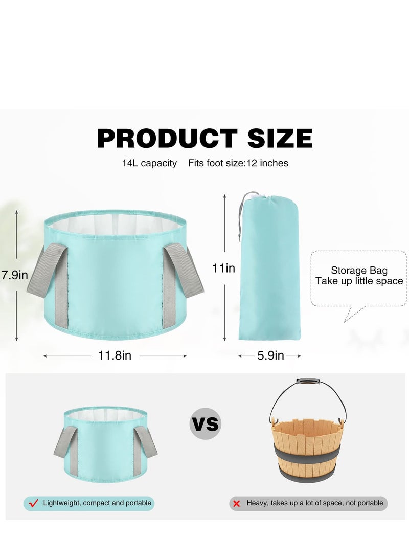 SYOSI 3 Pieces Collapsible Foot Bath Basin, Portable Foot Soak Tub, Folding Foot Tub for Soaking Feet, Multifunctional Bucket for Travel, Camping Washing, Storage Bucket, Foot Spa(3 Colors, 14 L)  - Image 2