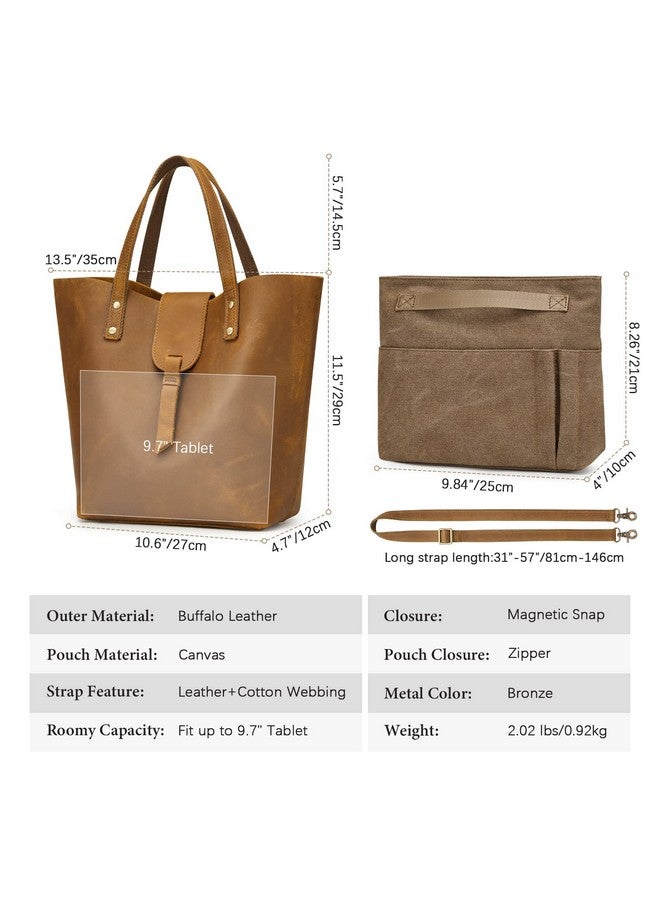 S-ZONE S-ZONE Satchel Bags for Women with Inner Pouch, Genuine Leather Crossbody Handbags and Purses, Top-Handle Tote Medium Travel Vintage Light Brown  - Image 3