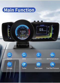 Digisand Car HUD Head Up Display with OBD2 + GPS Dual System Digtial Speedometer with 3 LCD Screens A600 Multi-Function Dashboard Computer OBD Mode only for 2012 and Later Cars,GPS Mode for All Cars  - Image 2