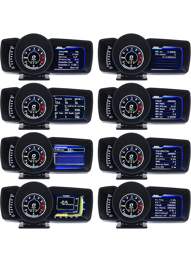 Digisand - Car HUD Head Up Display with OBD2 + GPS Dual System Digtial Speedometer with 3 LCD Screens A600 Multi-Function Dashboard Computer OBD Mode only for 2012 and Later Cars,GPS Mode for All Cars - Image 1