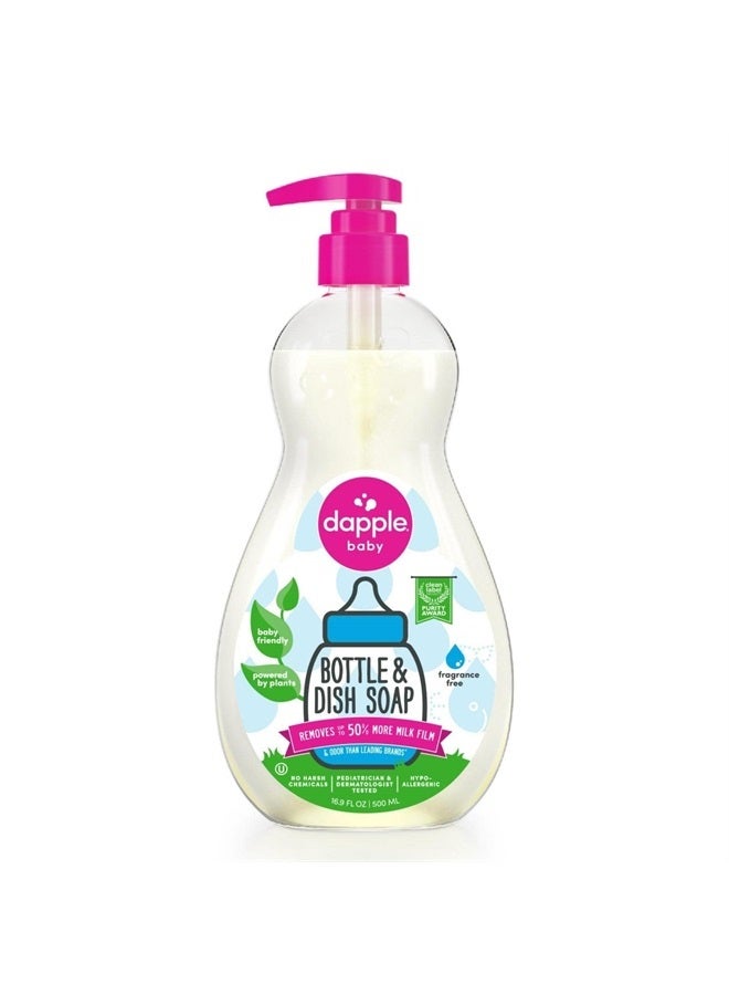 dapple Baby Bottle Soap & Dish Soap Baby, Fragrance Free, 16.9 Fl Oz Bottle - Plant Based Dish Liquid for Dishes & Baby Bottles - Hypoallergenic Soap, Liquid Soap  - Image 1