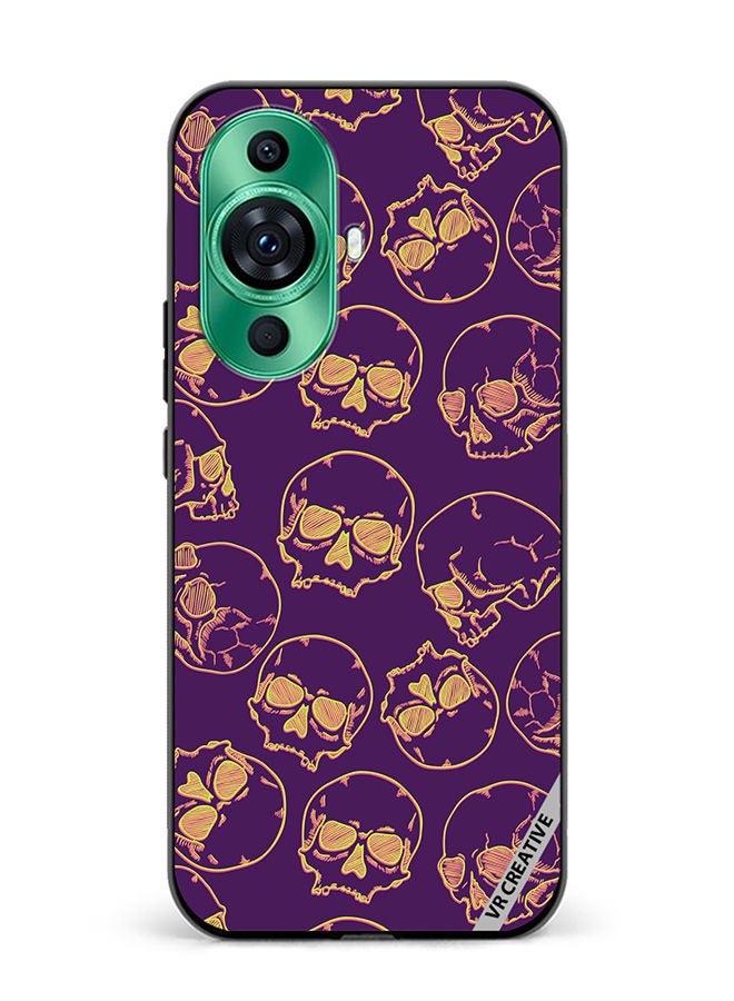 VR CREATIVE Protective Case Cover For Huawei nova 11 Pro Fluorescent Sketch Skulls Design Multicolour - Image 1