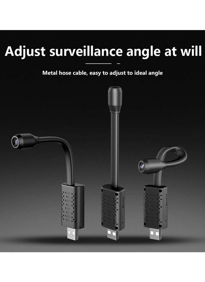 Generic - USB Camera Portable Wifi Camera Mini Wireless USB IP Camera Flexible 360 Degree Video Motion Detection Camera (Black) - Image 1