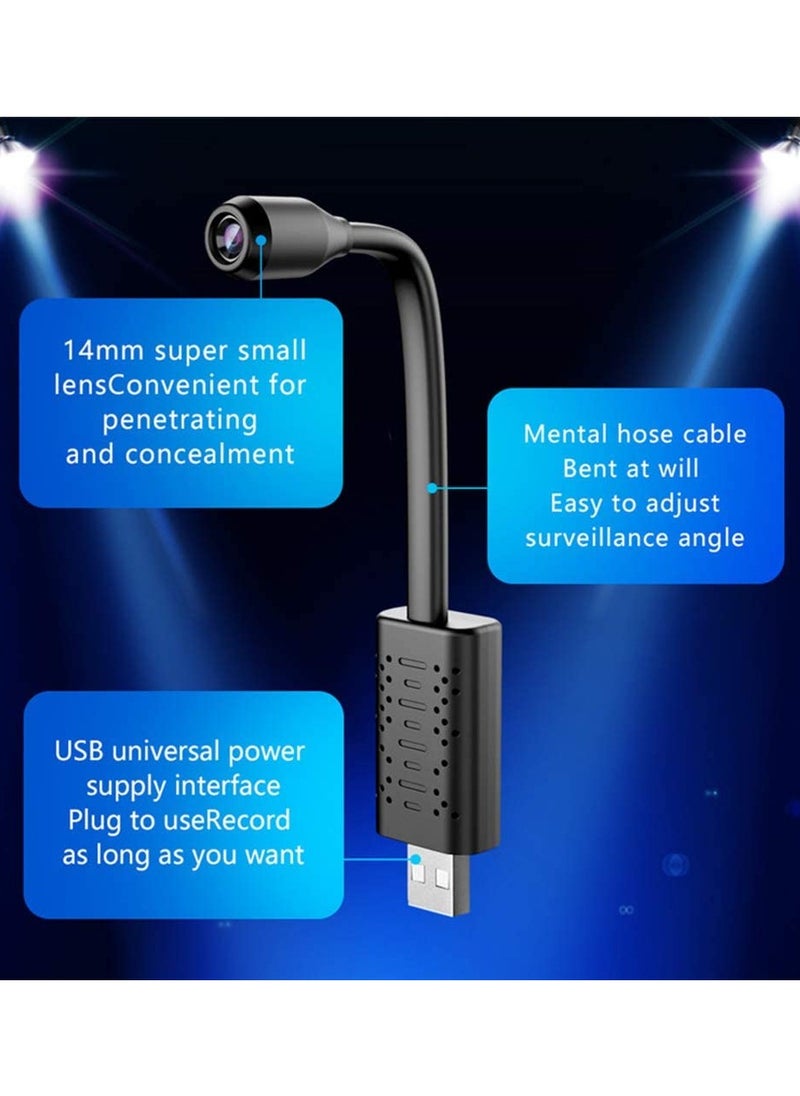 Generic - USB Camera Portable Wifi Camera Mini Wireless USB IP Camera Flexible 360 Degree Video Motion Detection Camera (Black) - Image 1