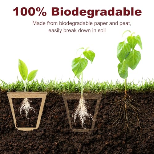 Napia Peat Pots Seed Starter - 45 Pack 3.15 inch Biodegradable Seed Starter Pots Peat Pots for Seedlings with 30pcs Plant Labels, Seedling Pots Starter Pots for Planting Seeds with Drainage Holes - Image 3