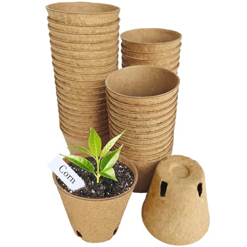 Napia Peat Pots Seed Starter - 45 Pack 3.15 inch Biodegradable Seed Starter Pots Peat Pots for Seedlings with 30pcs Plant Labels, Seedling Pots Starter Pots for Planting Seeds with Drainage Holes - Image 1