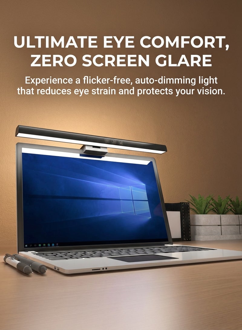 Fullight LED Monitor Light Bar, USB Powered Computer Screen Lamp with 3 Lighting Modes, Adjustable Brightness & Touch Control, Ideal for Desk, Gaming, Office – 83×30×330 mm - Image 3