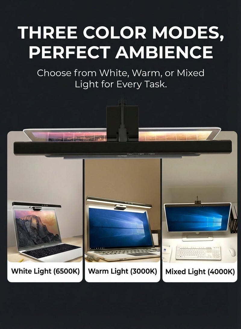 Fullight LED Monitor Light Bar, USB Powered Computer Screen Lamp with 3 Lighting Modes, Adjustable Brightness & Touch Control, Ideal for Desk, Gaming, Office – 83×30×330 mm - Image 4