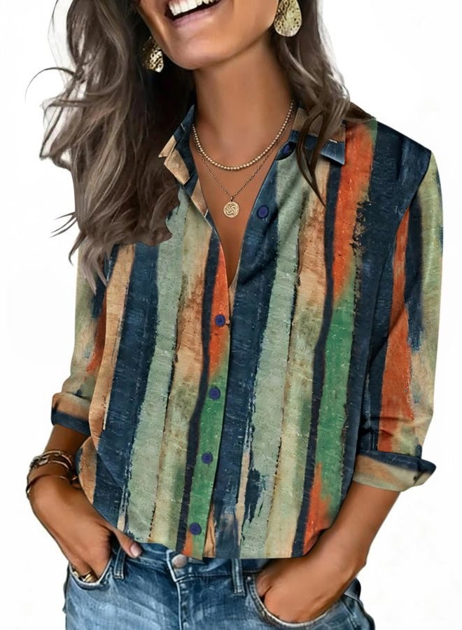 zeagoo Button Down Shirts for Women 3/4 Sleeve Tops V Neck Collared Blouses Business Casual Outfits S-2XL - Image 1