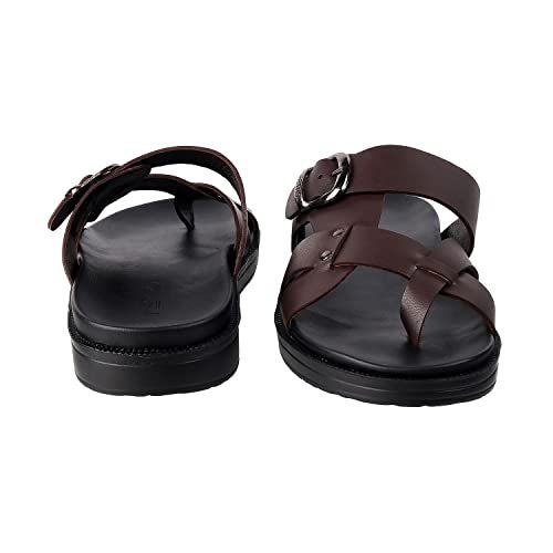 Metro Men Brown Leather Thong Slipper | Chappal | Open Sandal UK/9 EU/43 (16-816) - Image 5