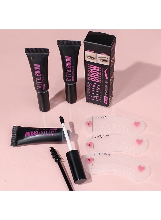 BSIMONE Tattoo Brow Easy Peel Off Tint - Peel Off Eyebrow Gel, Eyebrow Tattoo Peel Off, Tattoo Gel Brow Stain, Waterproof Eyebrow Kit, with Eyebrow Stencils, Waterproof, Transfer-proof, For Fuller & Defined Looking Brows（Mesium Brown#02） - Image 4