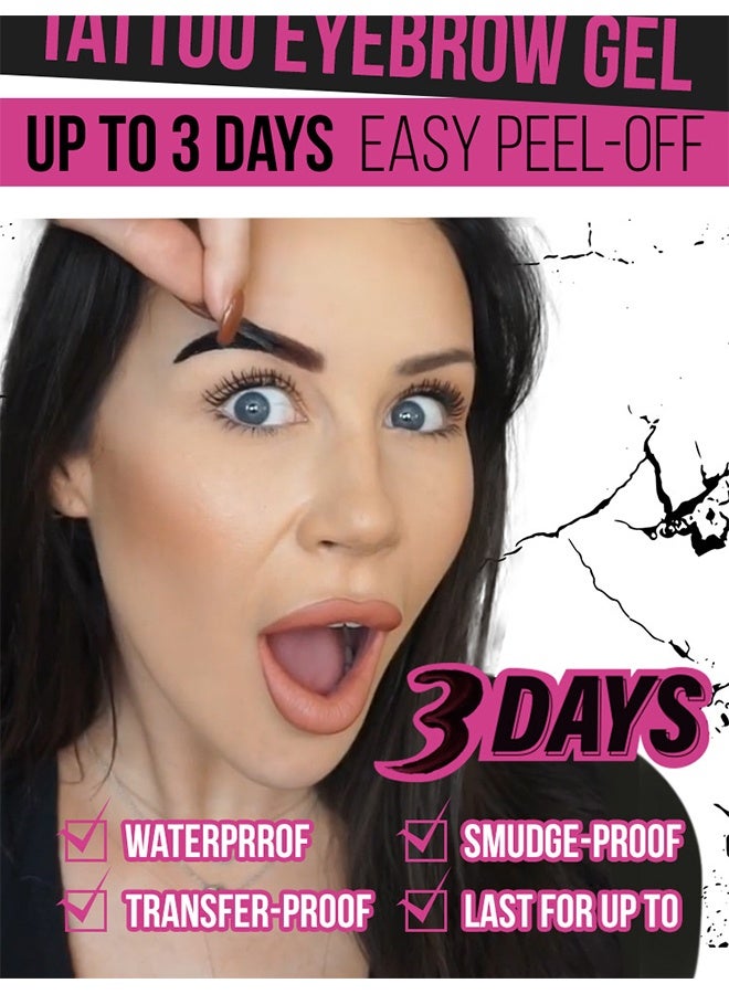 BSIMONE Tattoo Brow Easy Peel Off Tint - Peel Off Eyebrow Gel, Eyebrow Tattoo Peel Off, Tattoo Gel Brow Stain, Waterproof Eyebrow Kit, with Eyebrow Stencils, Waterproof, Transfer-proof, For Fuller & Defined Looking Brows（Mesium Brown#02） - Image 2