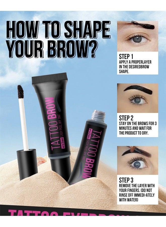 BSIMONE Tattoo Brow Easy Peel Off Tint - Peel Off Eyebrow Gel, Eyebrow Tattoo Peel Off, Tattoo Gel Brow Stain, Waterproof Eyebrow Kit, with Eyebrow Stencils, Waterproof, Transfer-proof, For Fuller & Defined Looking Brows（Mesium Brown#02） - Image 5