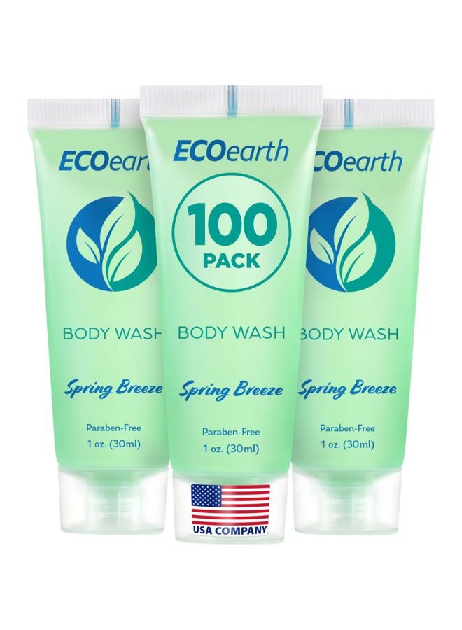 EcoEarth Travel Size Body Wash (1 fl oz, 100 PK, Spring Breeze), Delight Your Guests with a Revitalizing and Refreshing Hotel Body Wash, Quality Mini and Small Size Guest Hotel Toiletries in Bulk - Image 1