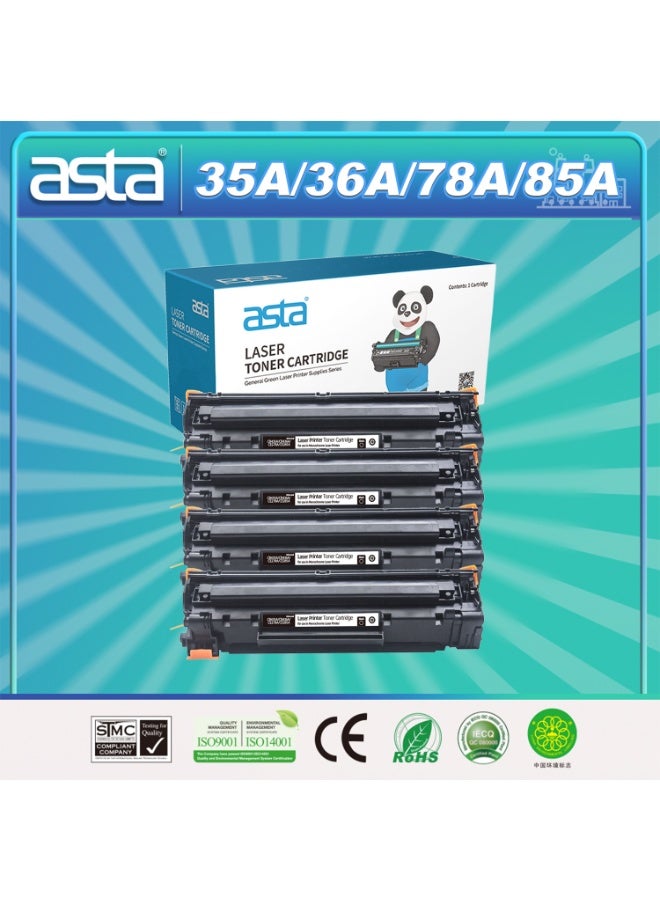 ASTA 4PCS 35A Compatible Toner Cartridge CB435A For HP LaserJet P1002 P1003 P1004 P1005 P1006 P1009 Printer CB B 435 35 A Laser Jet Replacement Office Consumable pr Premium Printing Professional Print - Image 1