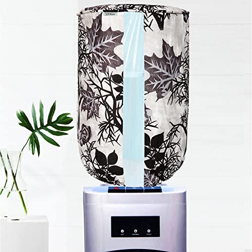 E-Retailer® Polyester Water Dispenser Bottle Cover With Adjustable Elastic Closure And Water Level Indication For 20 Ltr. (Color- Black Floral, Size-17x11 Inches) - Image 1