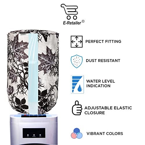 E-Retailer® Polyester Water Dispenser Bottle Cover With Adjustable Elastic Closure And Water Level Indication For 20 Ltr. (Color- Black Floral, Size-17x11 Inches) - Image 3